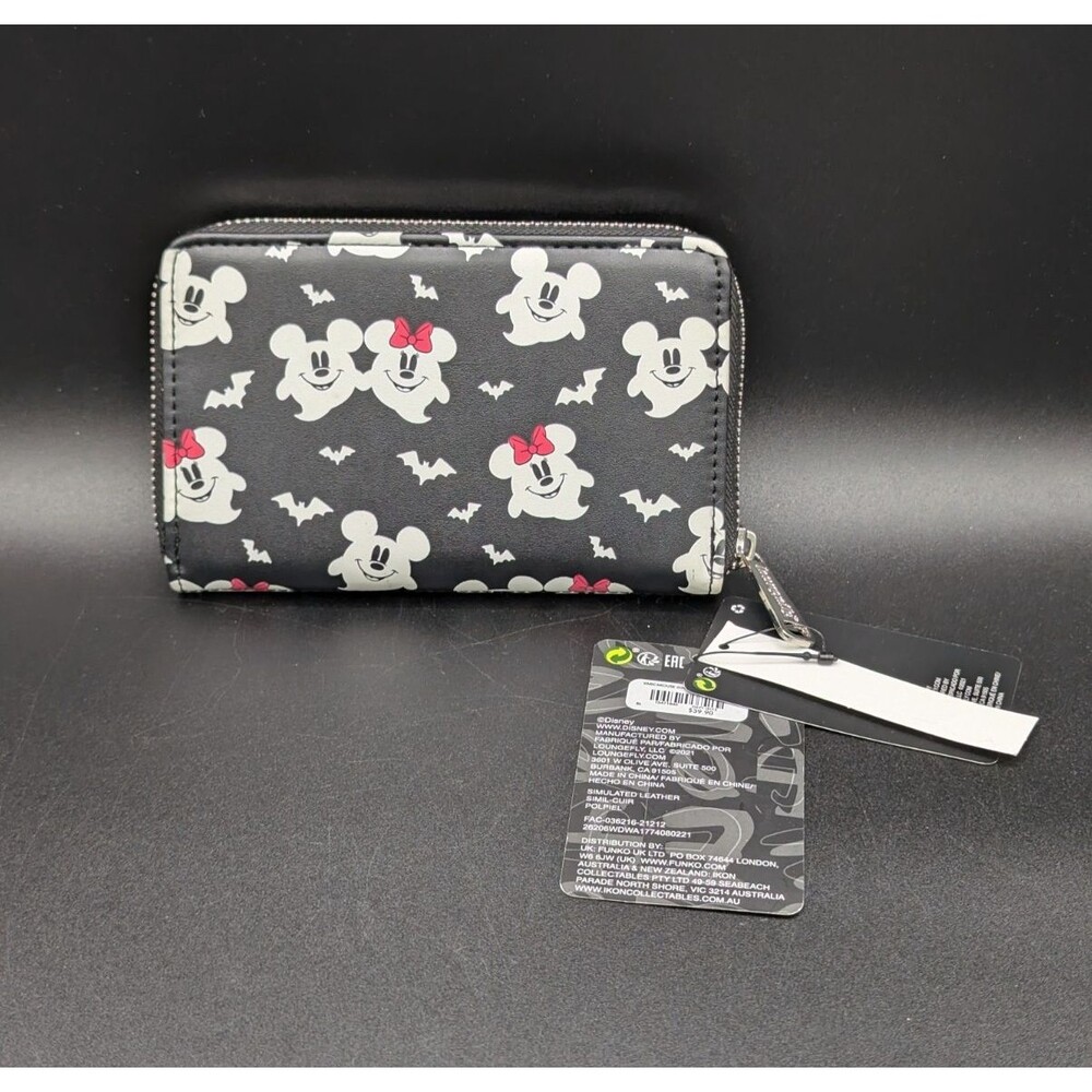 Loungefly Disney Mickey & Minnie Ghosts Halloween Glow in the Dark Wallet New